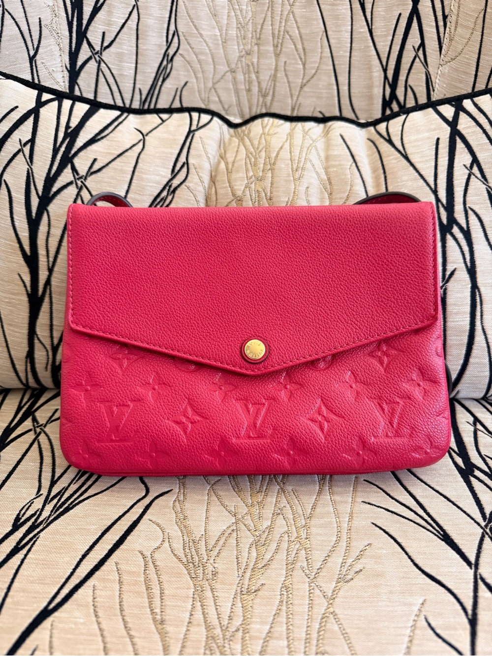Louis Vuitton Monogram Empreinte Twice Crossbody Shoulder Bag in Dahlia pink